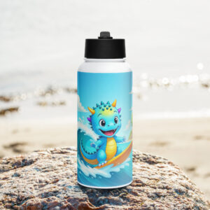 Stainless steel water bottle with a straw lid